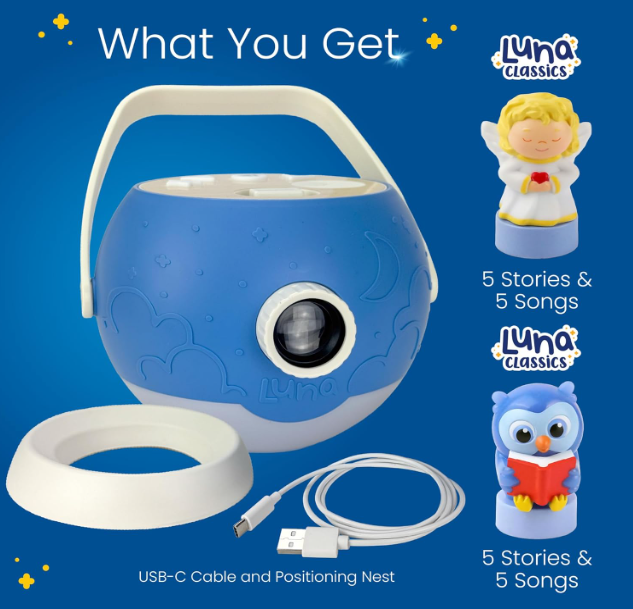 Luna Story Time  Projector  6 Bible and 5 Classic Read and Watch