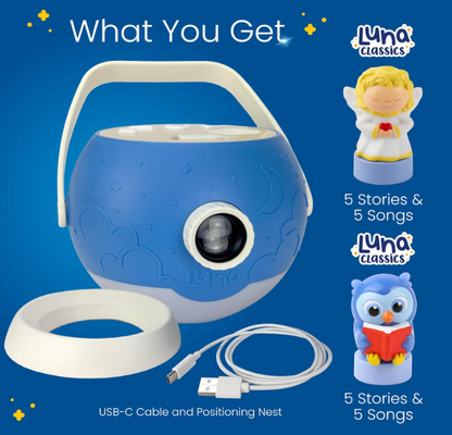 Luna Story Time  Projector  6 Bible and 5 Classic Read and Watch